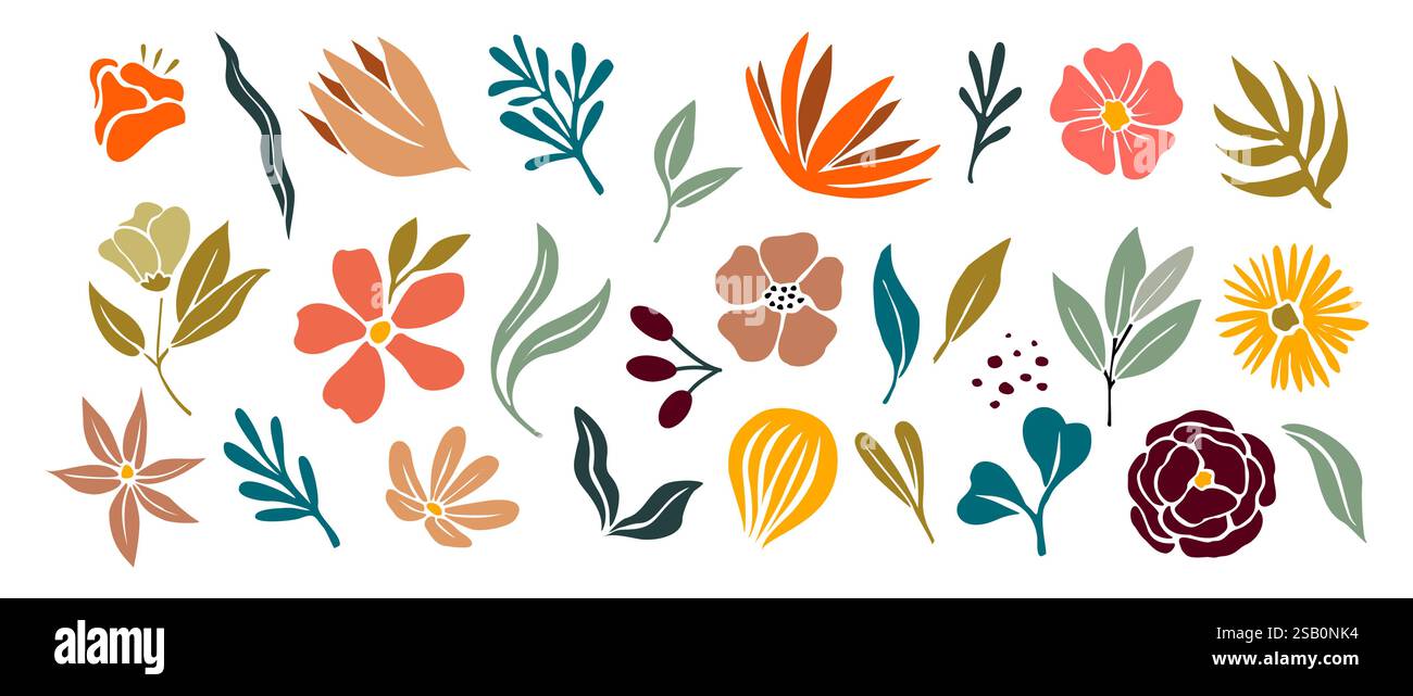 Hand drawn shapes and floral vector elements set Stock Vector Image ...