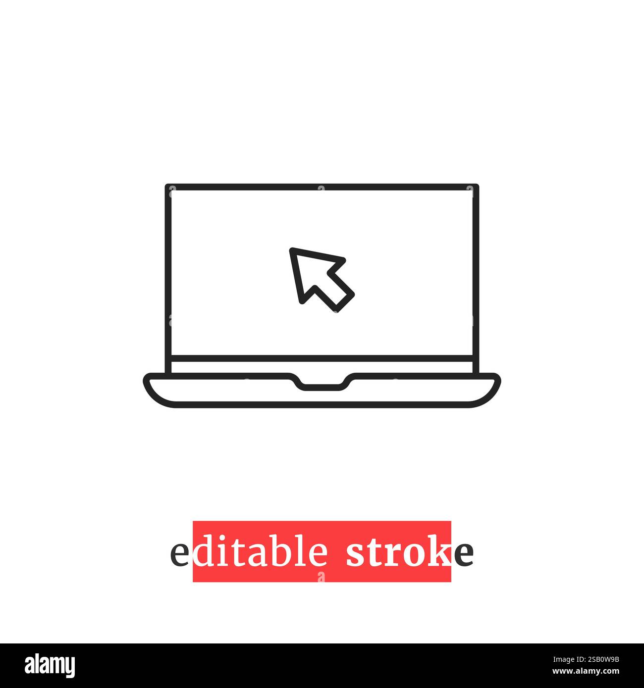 minimal editable stroke laptop icon Stock Vector