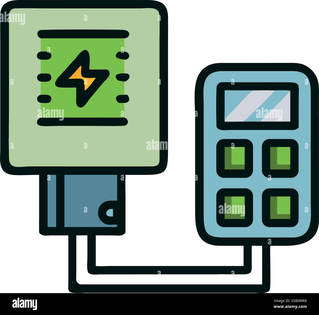 Solar energy inverter and power control system illustration Stock ...