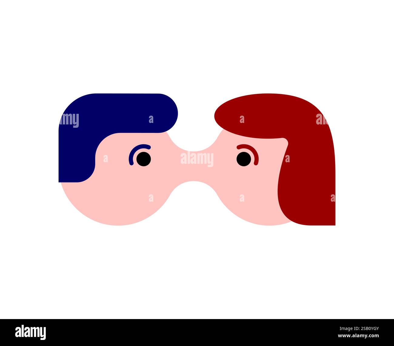 Kissing couple sign. Boy and girl kissing symbol. Stock Vector