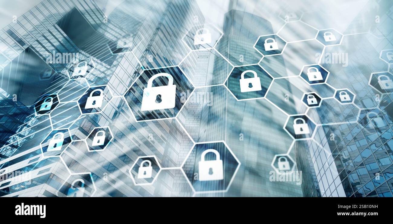 Cybersecurity concept. Data protection universal background. Stock Photo
