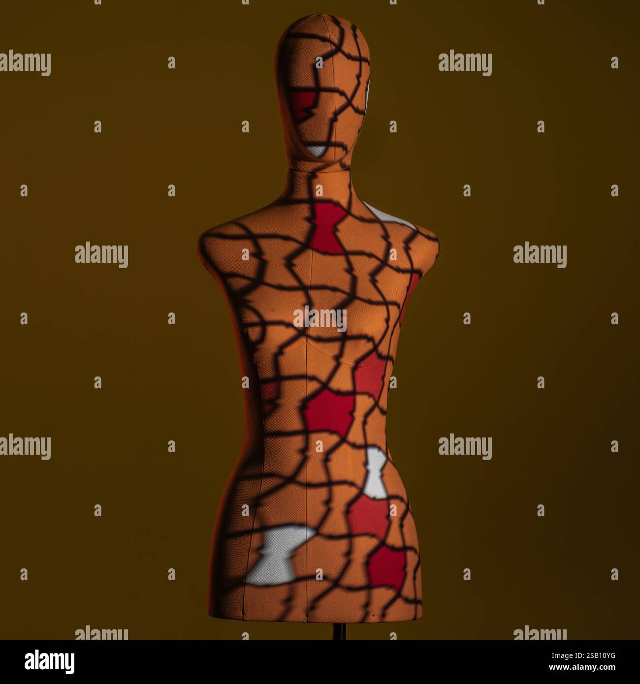 Mannequin illuminated with creative lights with geometric effects Stock Photo