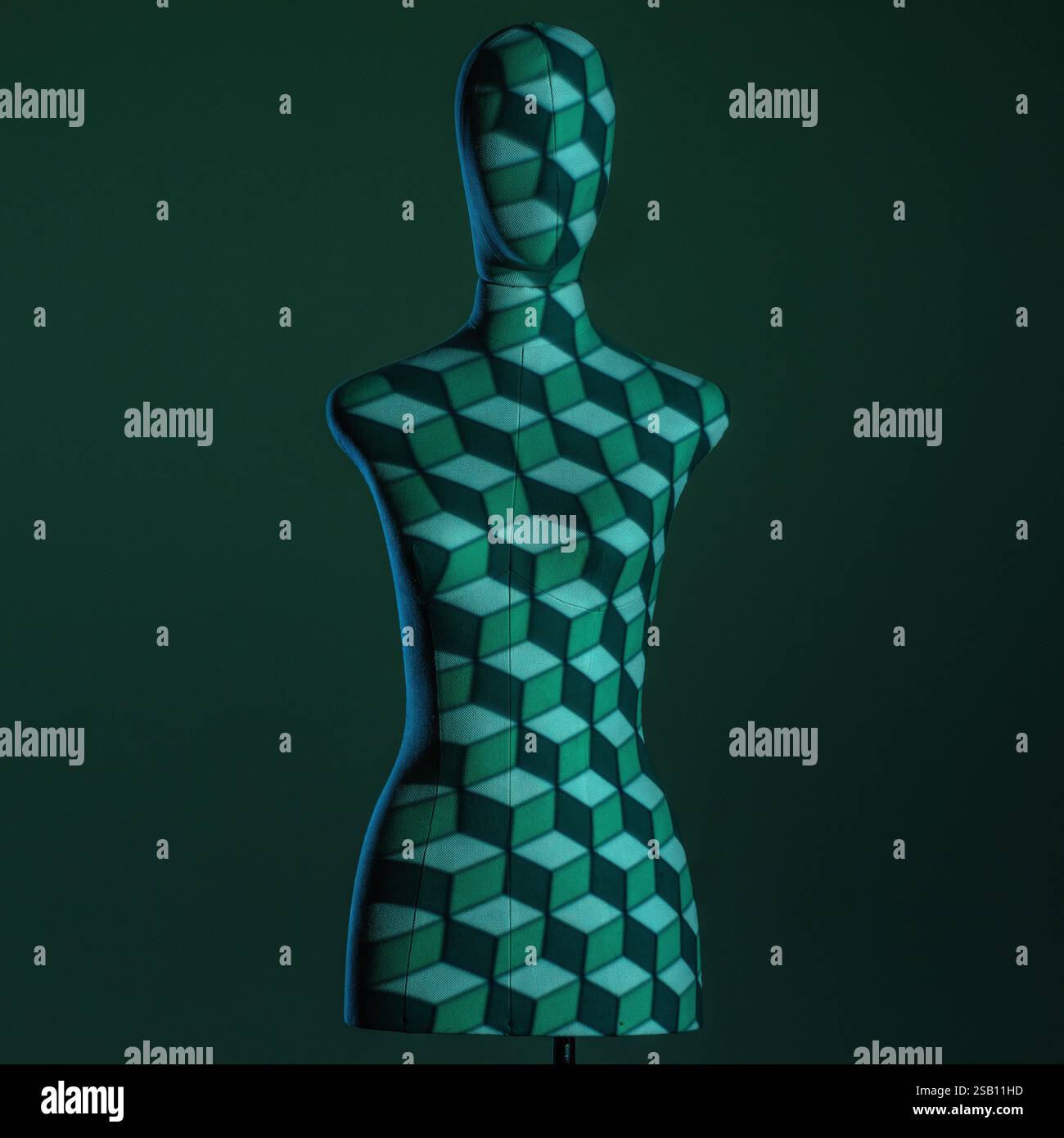 Mannequin illuminated with creative lights with geometric effects Stock Photo
