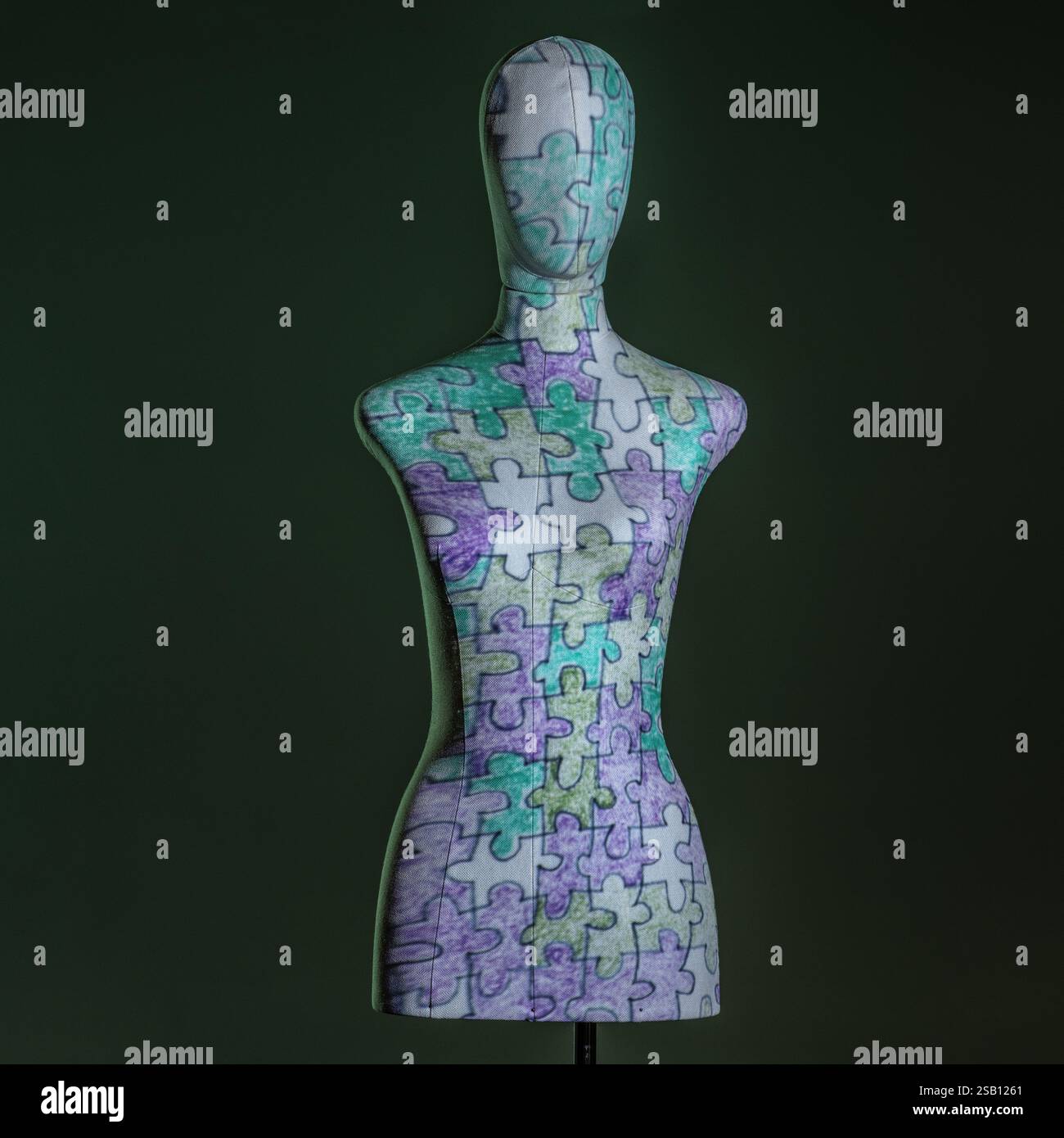 Mannequin illuminated with creative lights with geometric effects Stock Photo
