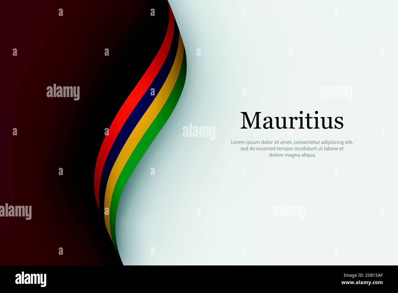 Mauritius flag on Waving ribbon. Template for independence day Stock ...