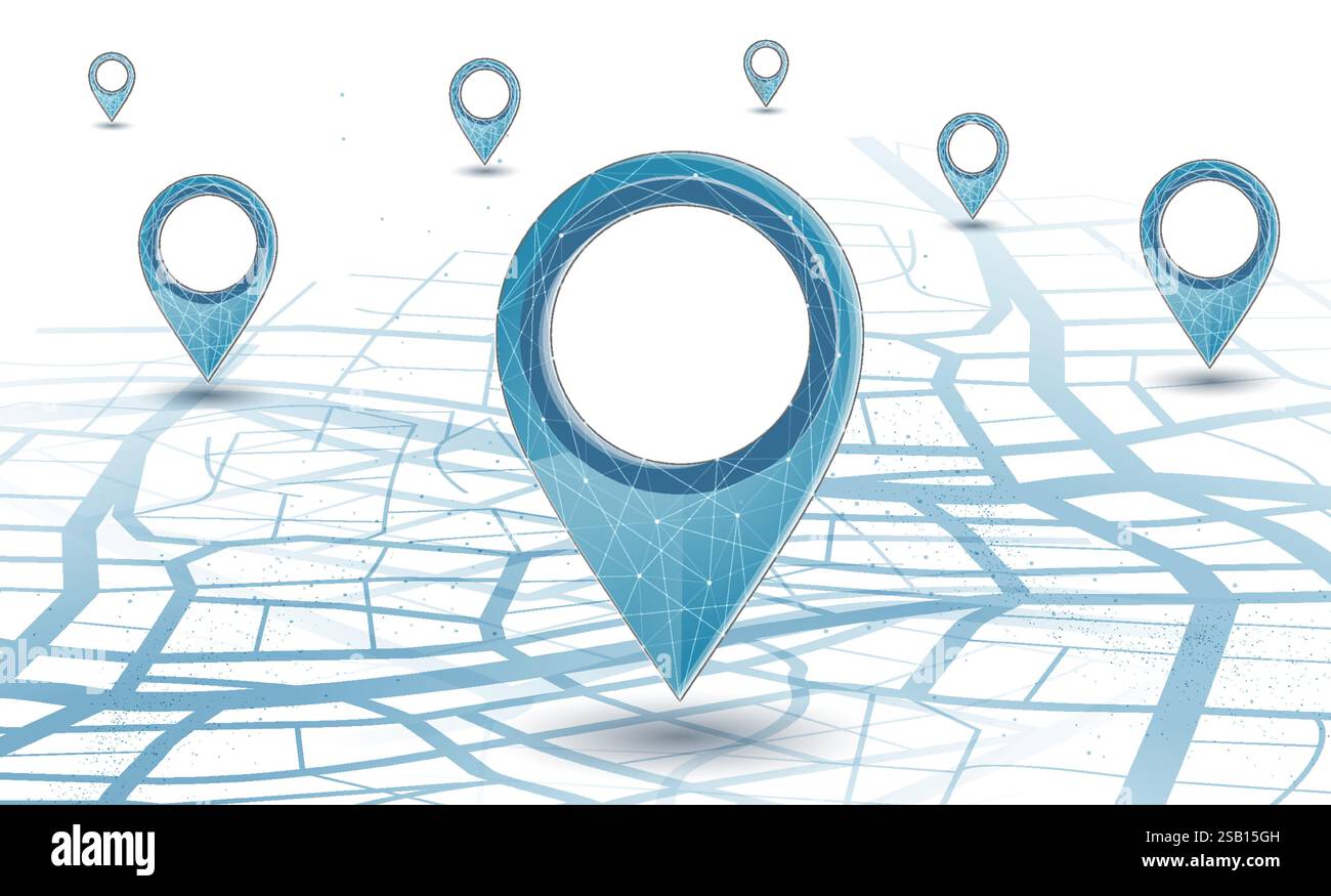 One abstract pin icon on the city map Stock Vector Image & Art - Alamy