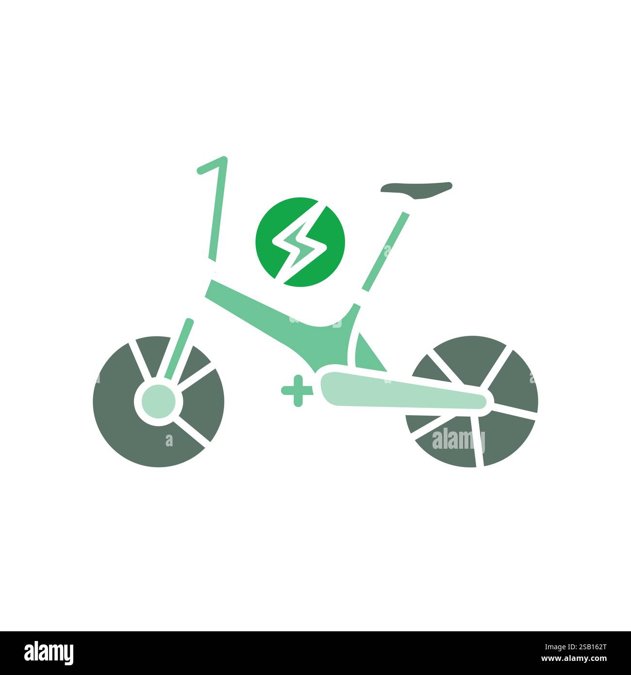 Electric bicycle flat icon. Vector isolated element. Editable stroke. Stock Vector