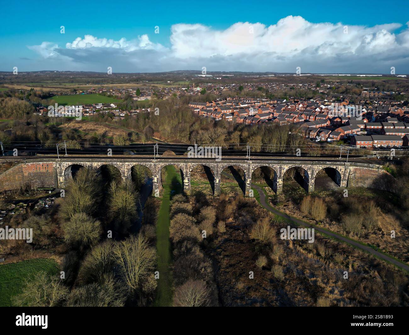 An aerial view of the Sankey Viaduct (Nine Arches) near Newton-le ...