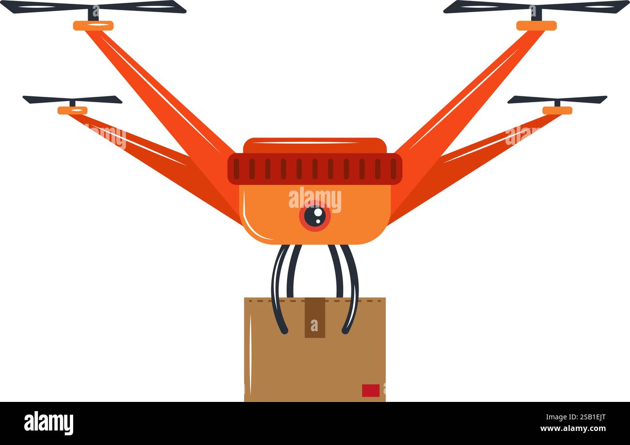 Delivery drone carrying package illustration Stock Vector Image & Art ...