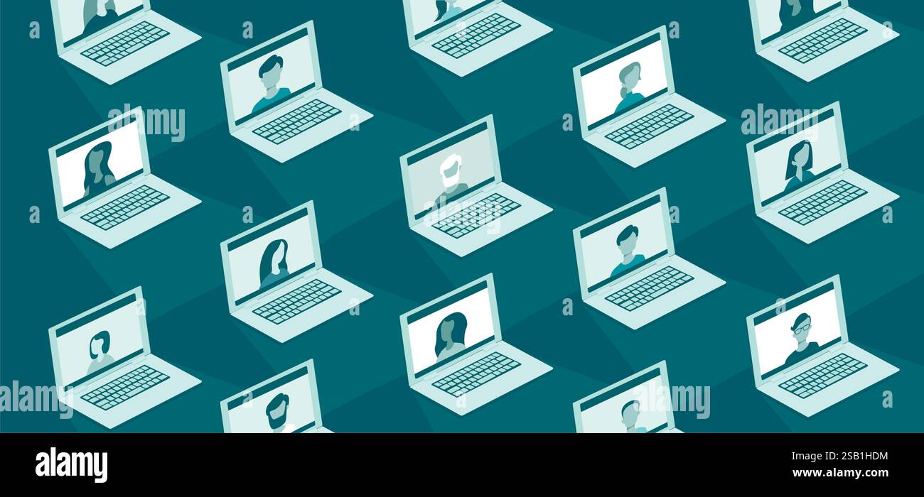 Social network concept. Online connection. global structure networking and data exchanges. Teamwork during coronavirus COVID-19 outbreak. Flat vector Stock Vector