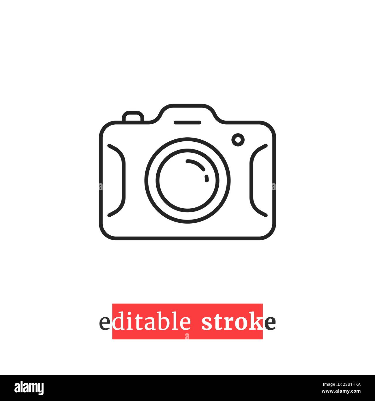 minimal editable stroke photo camera icon Stock Vector