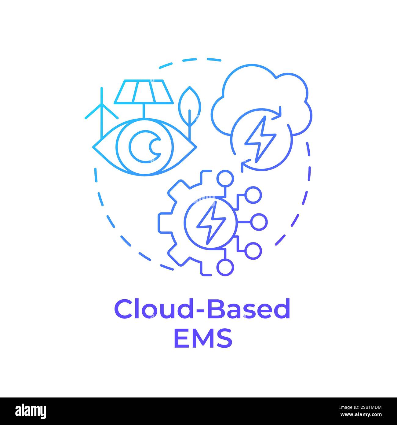 Cloud based EMS blue gradient concept icon Stock Vector