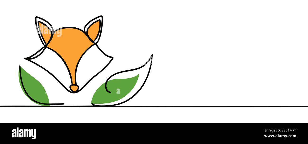 Fox continuous one line drawing vector illustration. Stock Vector