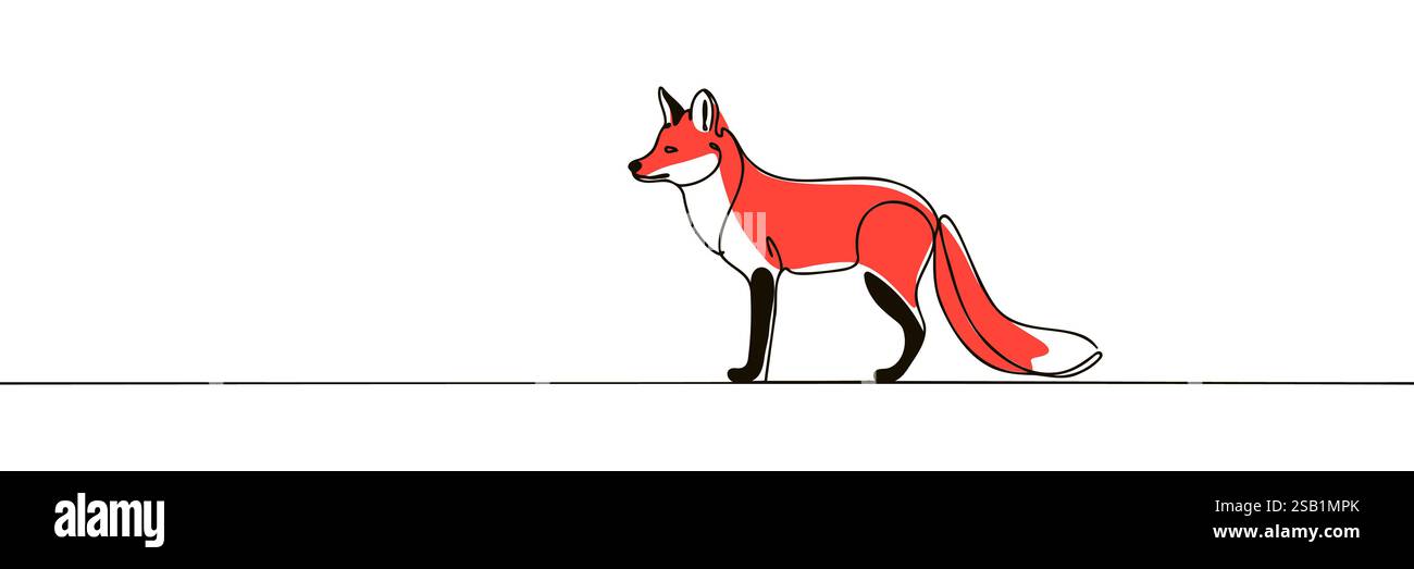 Fox continuous one line drawing vector illustration. Stock Vector