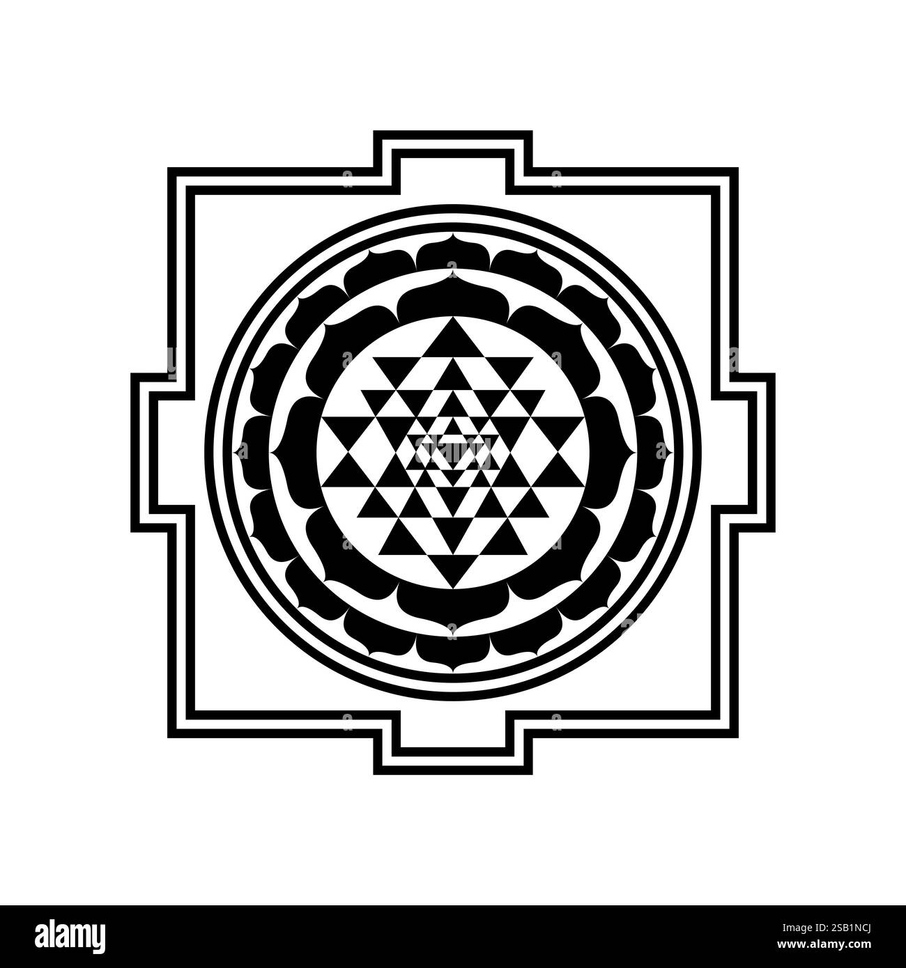 Intricate Sri Yantra Symbol With Layered Triangles Lotus Petals And intricate-sri-yantra-symbol-with-layered-triangles-lotus-petals-and