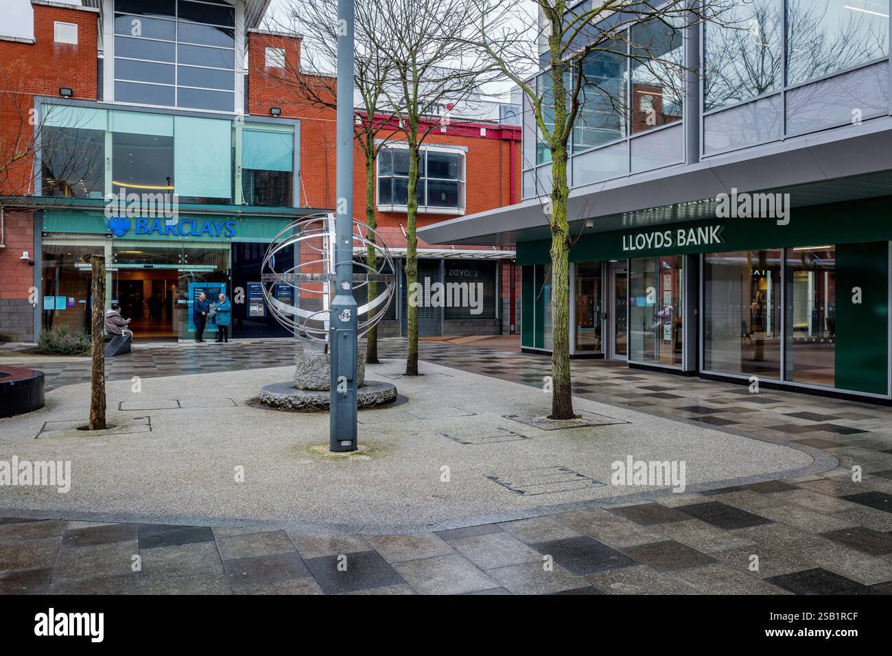 Stevenage Bank Brances. Lloyds Bank and Barclays Bank branches in the centre of Stevenage, Hertfordshire, UK. Stock Photo