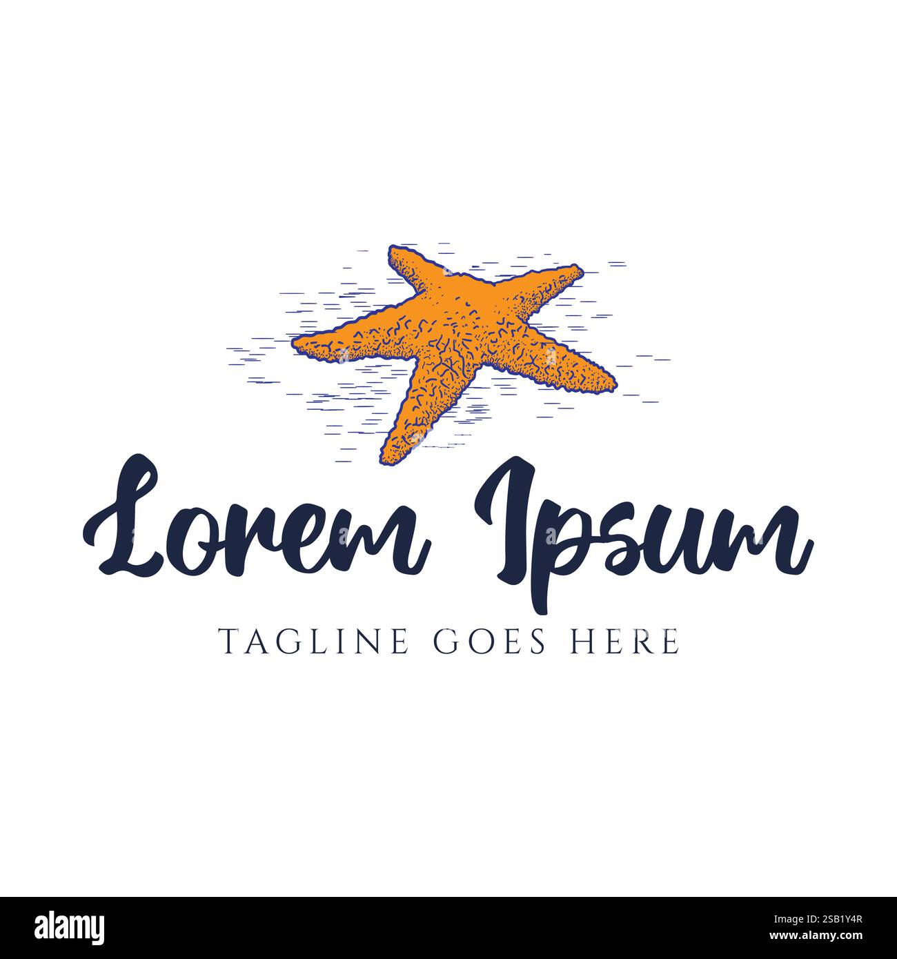 Vintage Retro Ocean Starfish Illustration Logo Design Vector Stock Vector