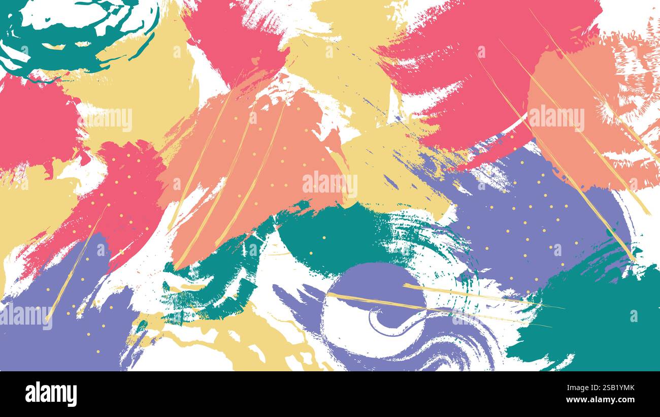 Abstract pattern with brush strokes in Memphis style Stock Vector