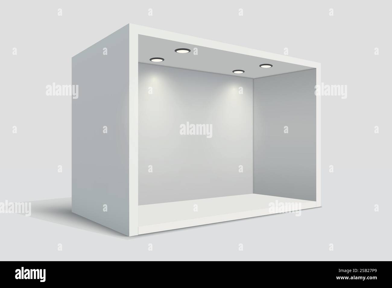 White rectangular display box featuring ceiling spotlights, perfect for ...