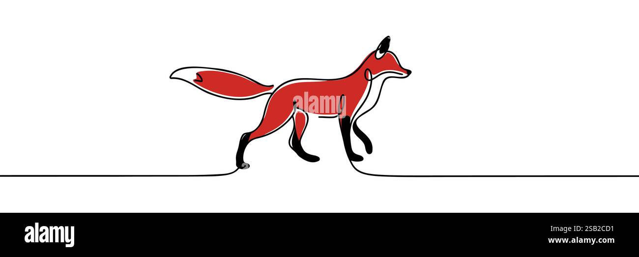 Fox continuous one line drawing vector illustration. Stock Vector
