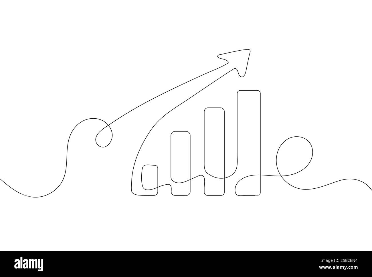 Minimalistic continuous line drawing of a growing graph, representing ...