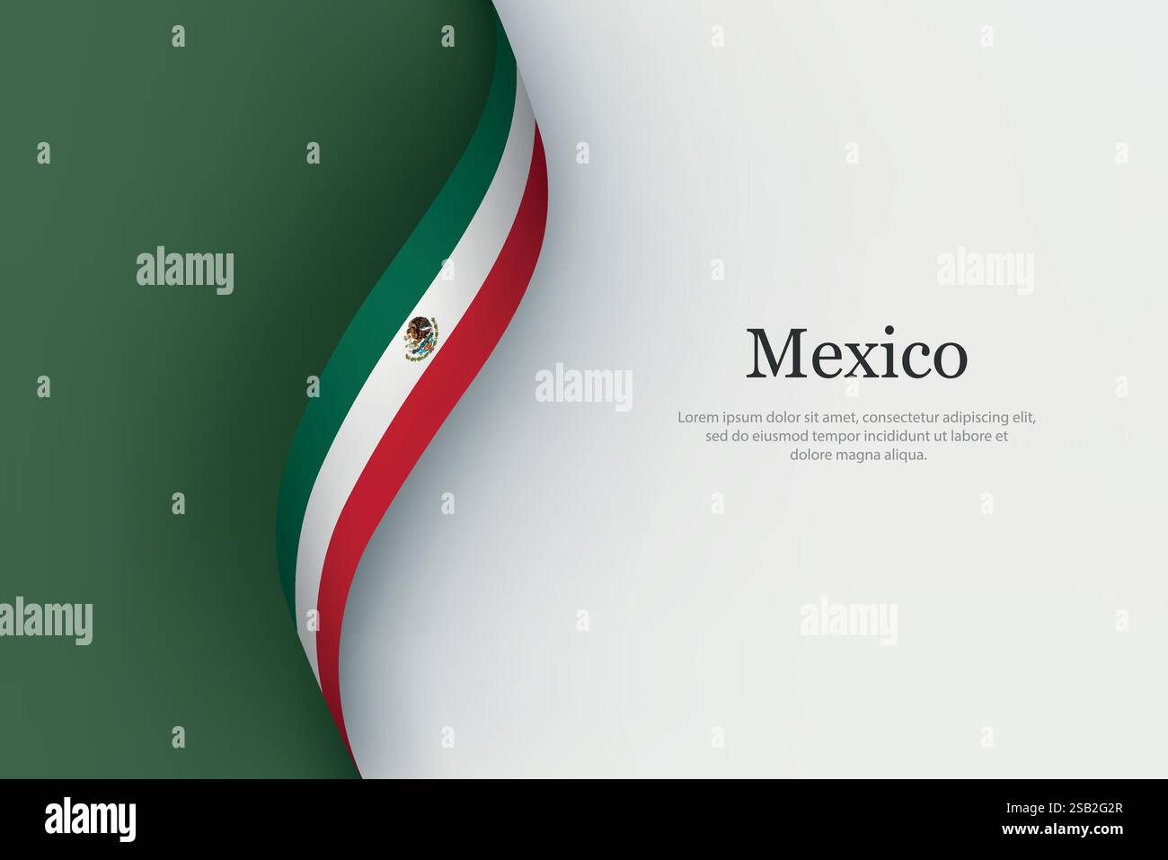 Mexico flag on Waving ribbon. Template for independence day Stock ...