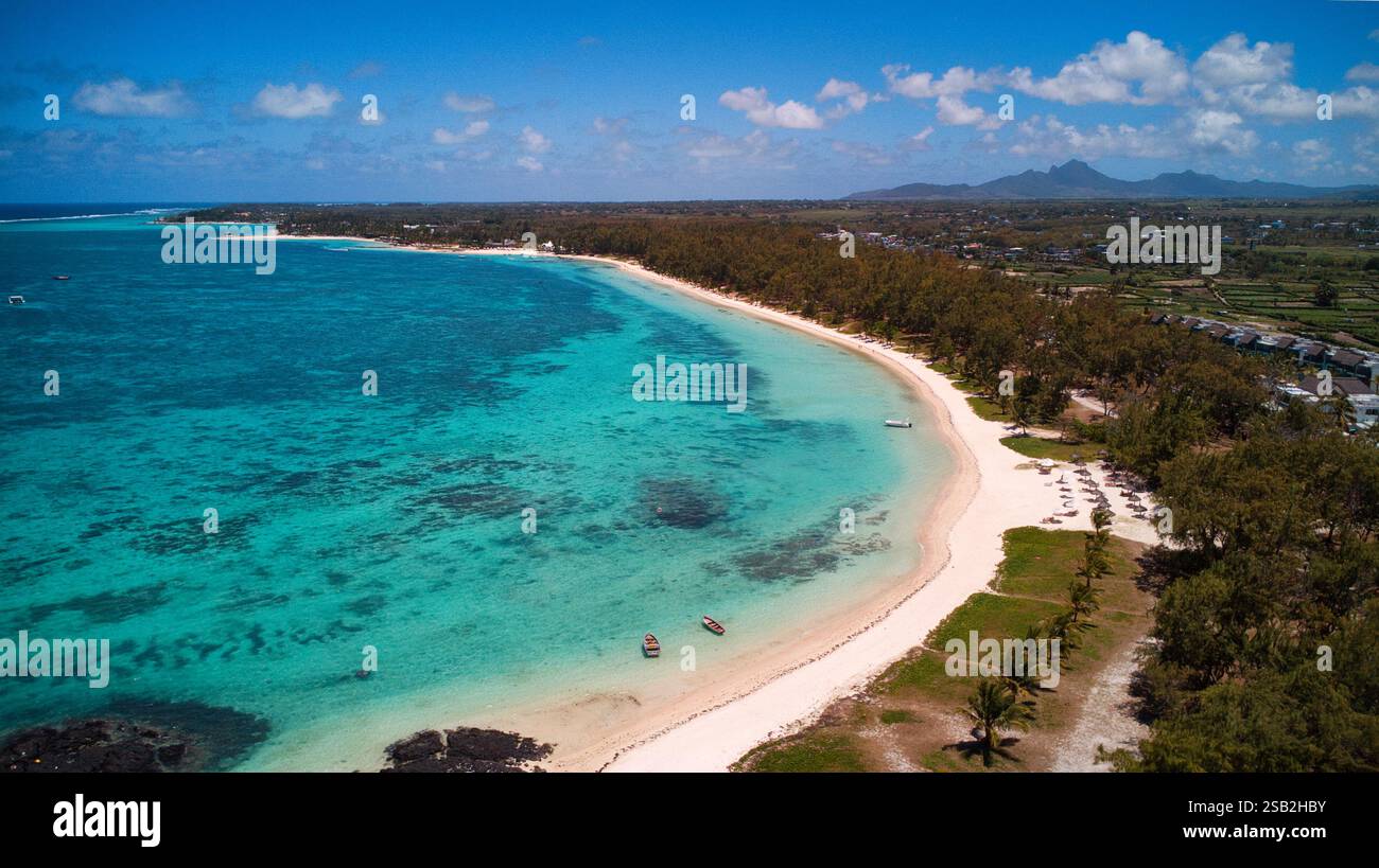 Aerial view of belle mare beach in Mauritius Stock Photo - Alamy