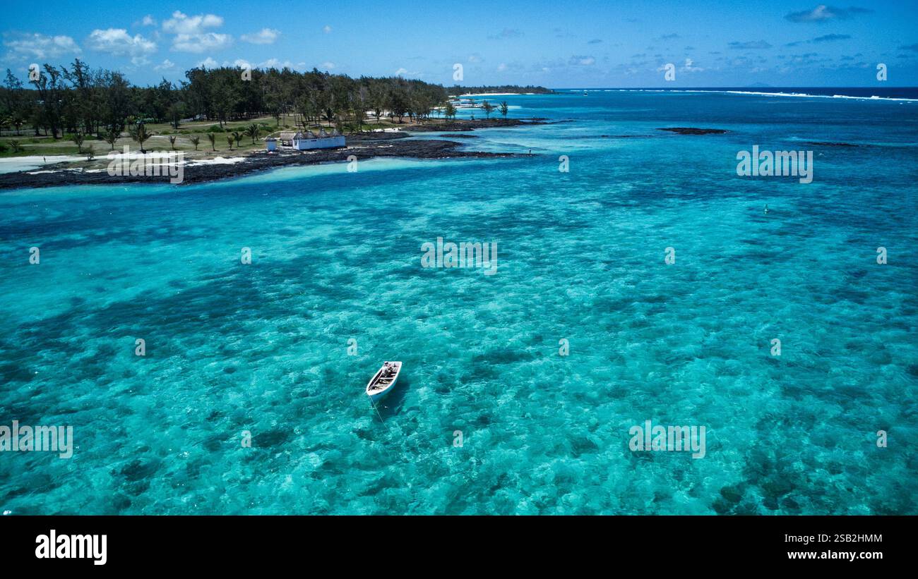 Aerial view of belle mare beach in Mauritius Stock Photo - Alamy