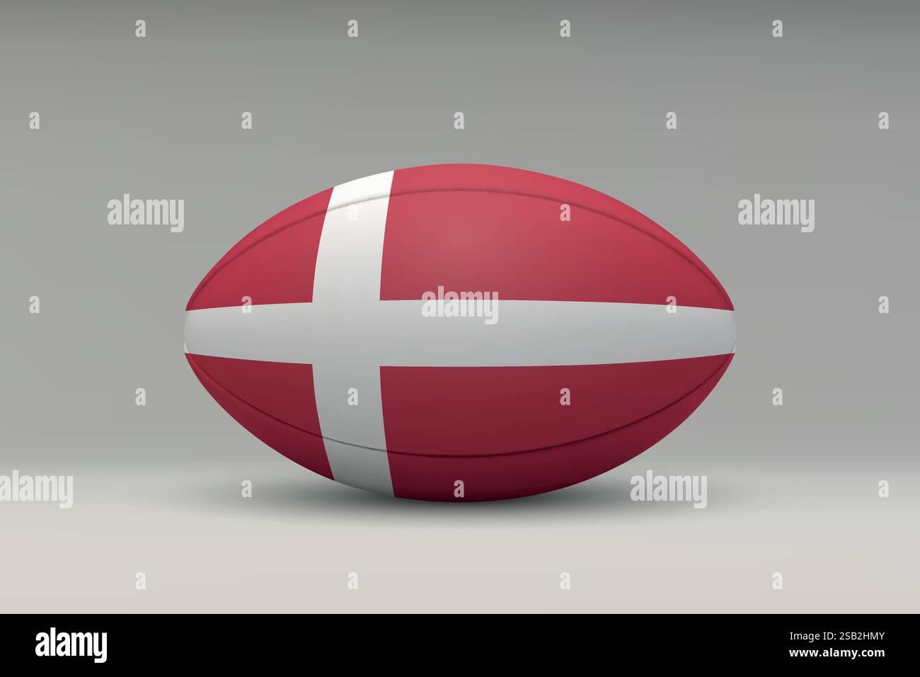 Denmark rugby ball featuring the national flag design on a gray ...