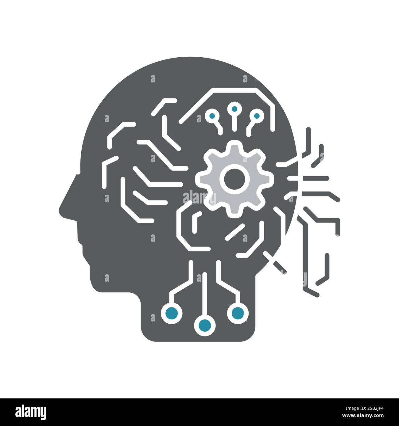 Machine Learning flat icon. Vector isolated element. Editable stroke. Stock Vector