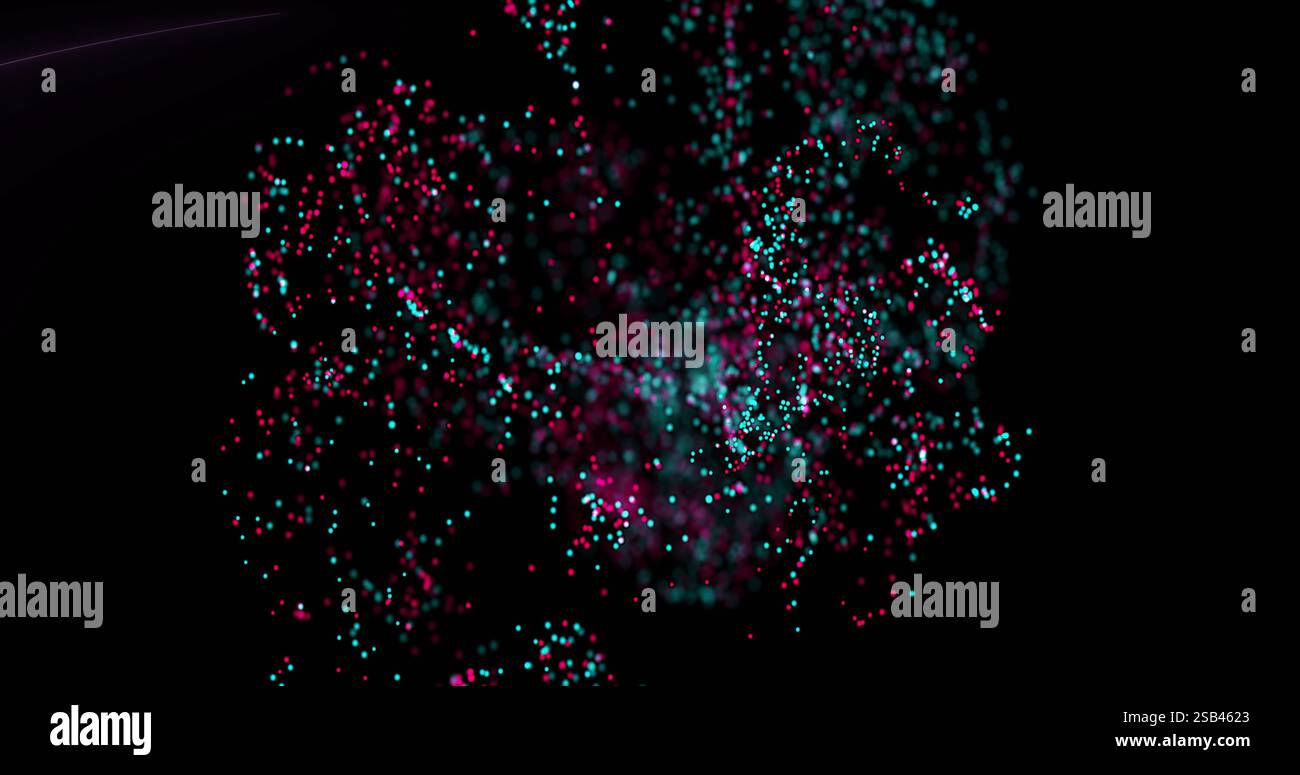 Colorful particles forming abstract shapes, digital data visualization image Stock Photo