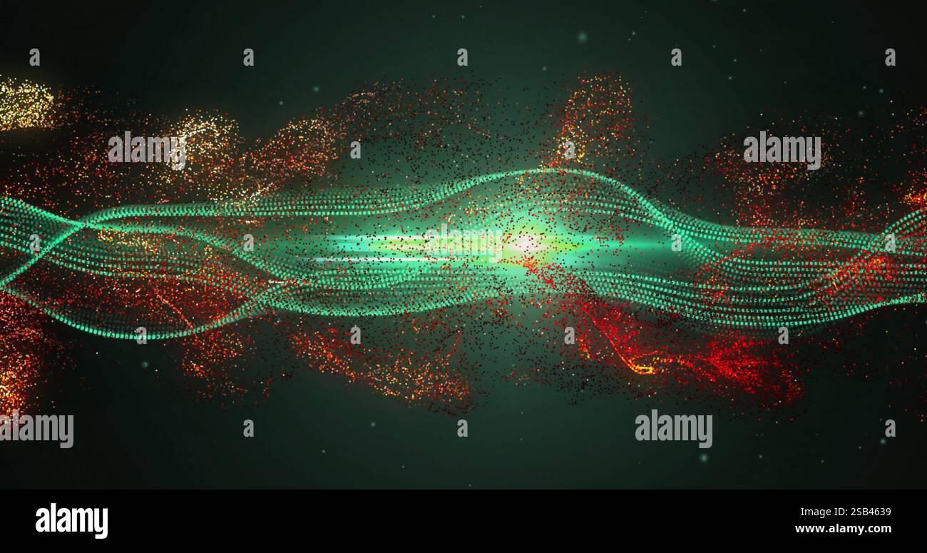 Flowing digital particles forming wave hi-res stock photography and ...