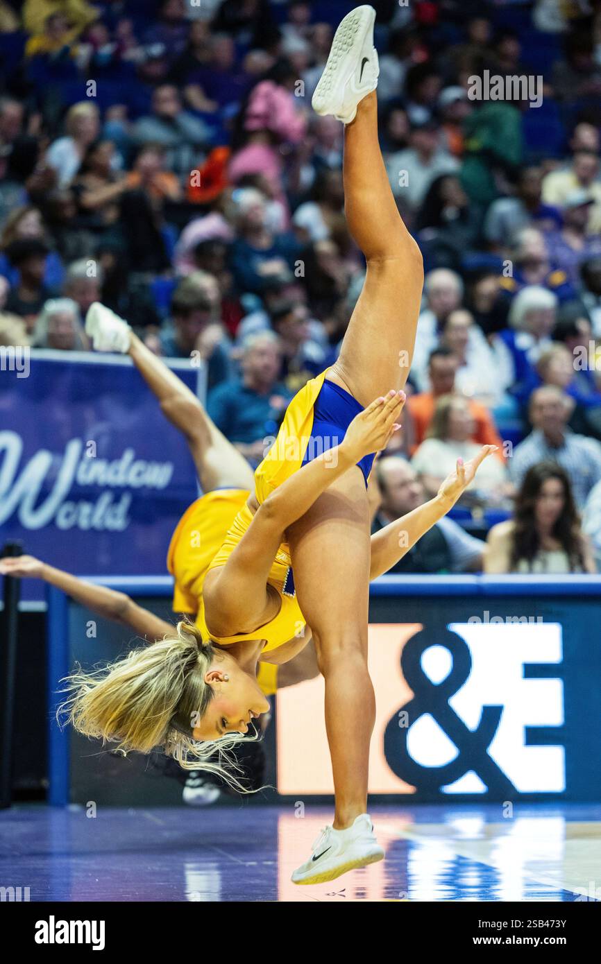 BATON ROUGE, LA - JANUARY 29: The LSU Tigers cheerleaders entertain the ...