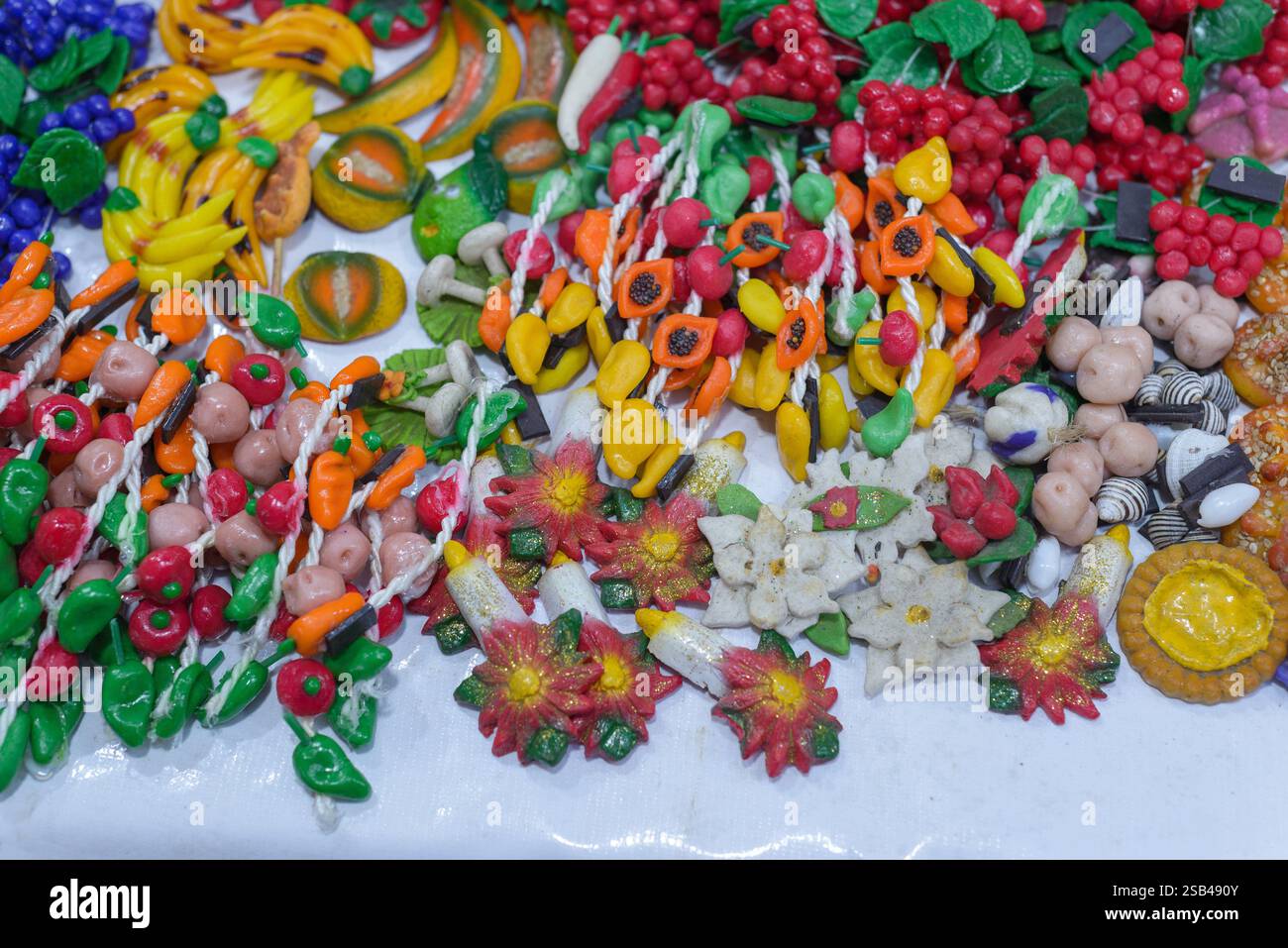 Handmade refrigerator magnets. Mexican handicrafts. Stock Photo
