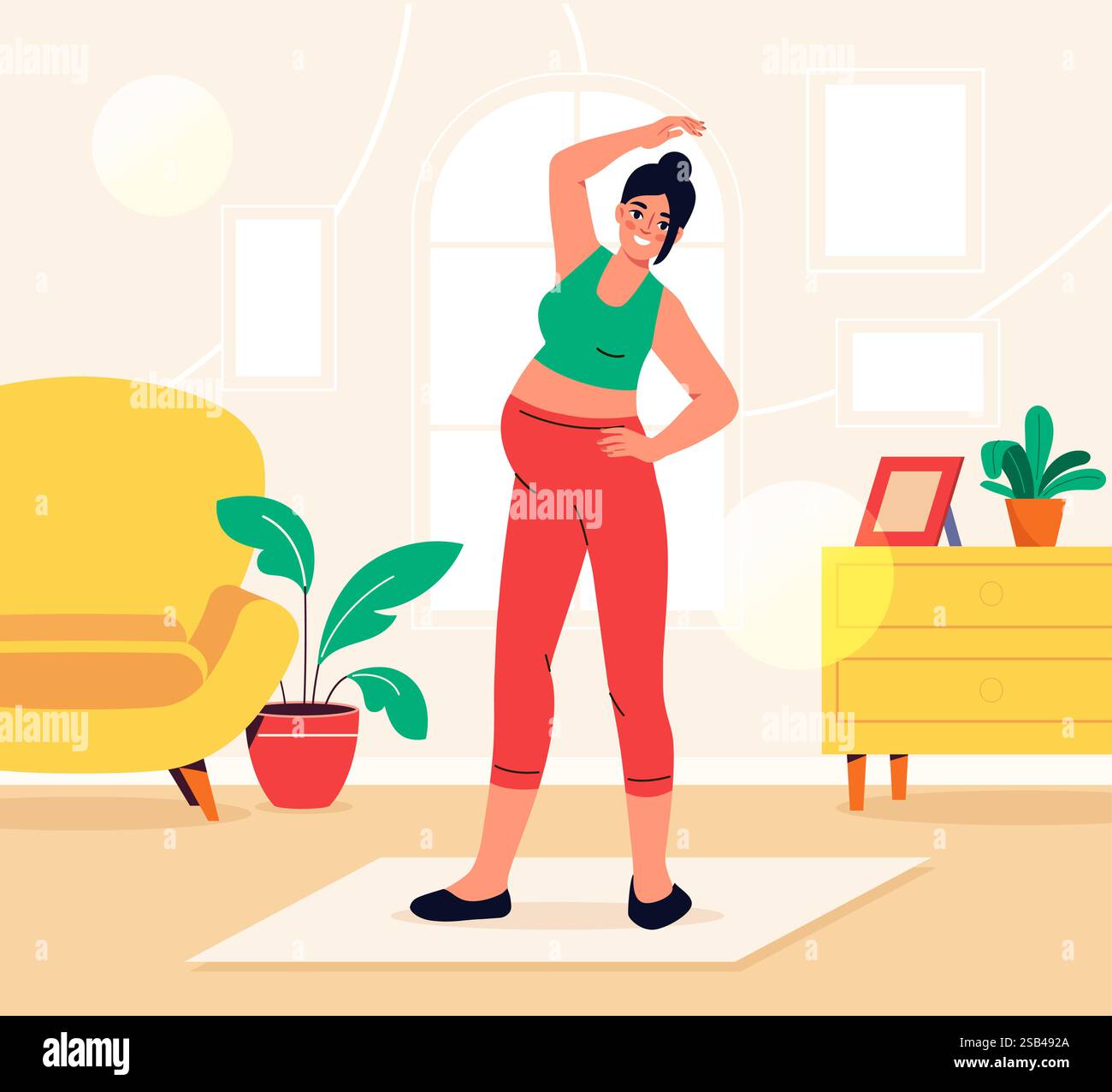 Woman exercising at home. Vector illustration Stock Vector Image & Art ...