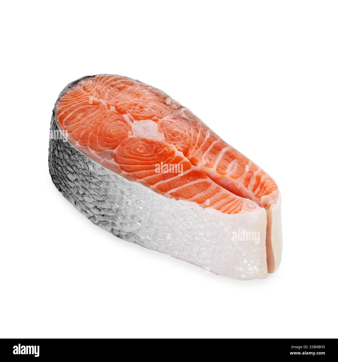 Steak of fresh raw salmon isolated on white Stock Photo - Alamy