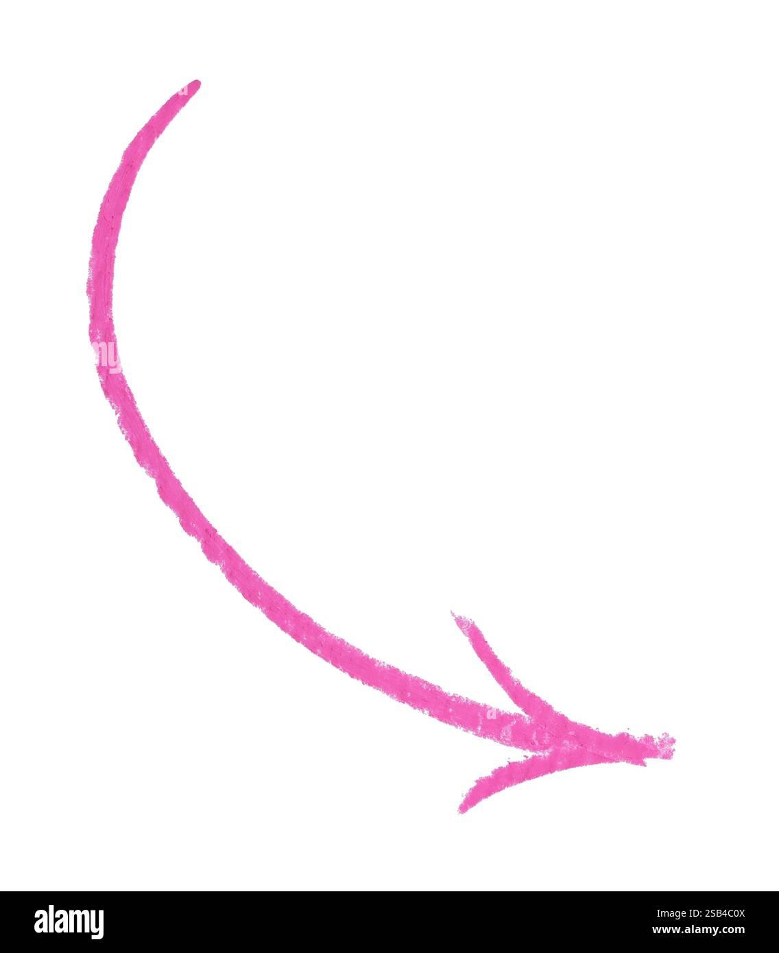 One pink drawn arrow isolated on white Stock Photo