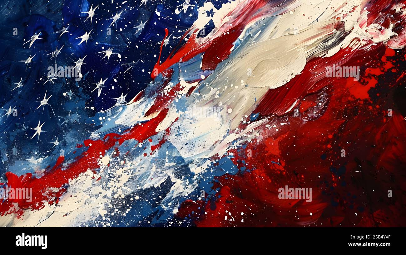 This captivating abstract art piece reinterprets the American flag ...