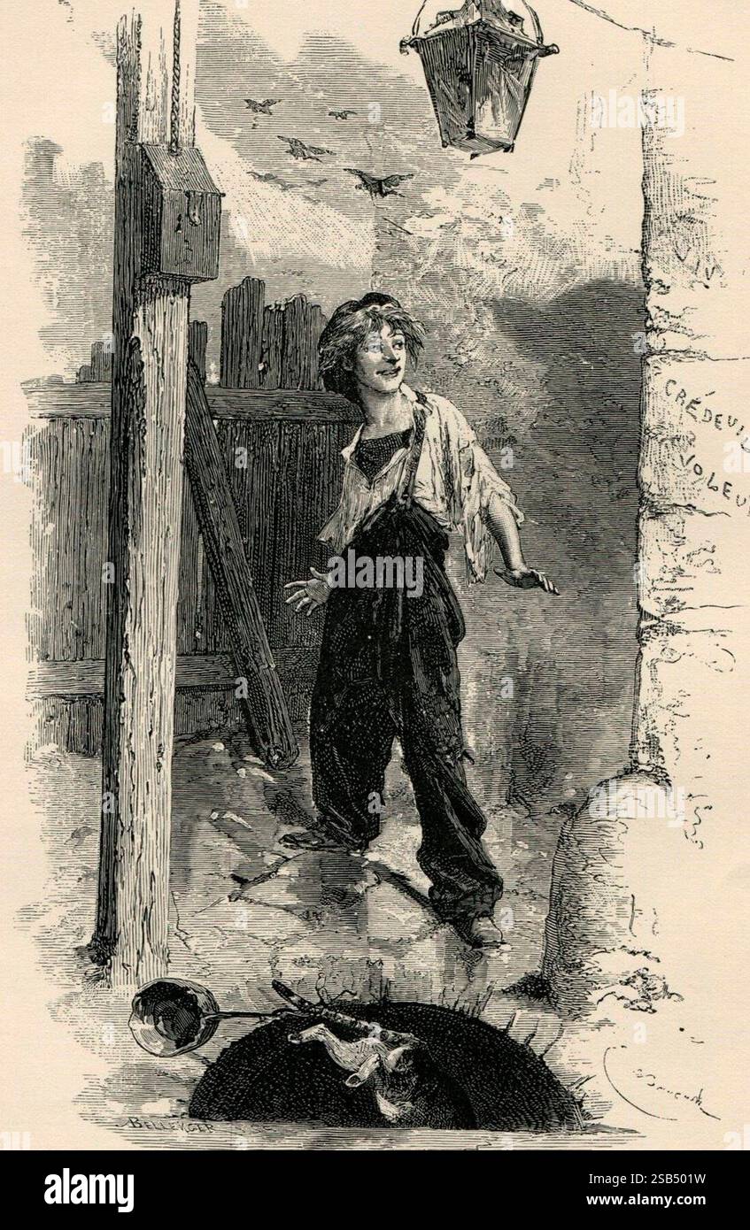 Illustration of Gavroche from Les Misérables by Victor Hugo Stock Photo ...