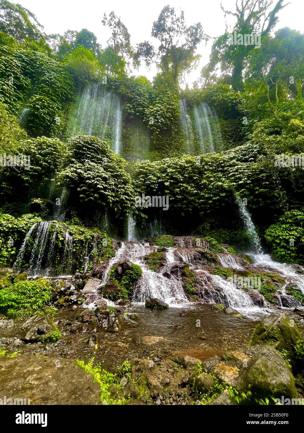 The waterfalls Benang Kelambu of Lombok, Indonesia - Smartphone Captured Stock Image