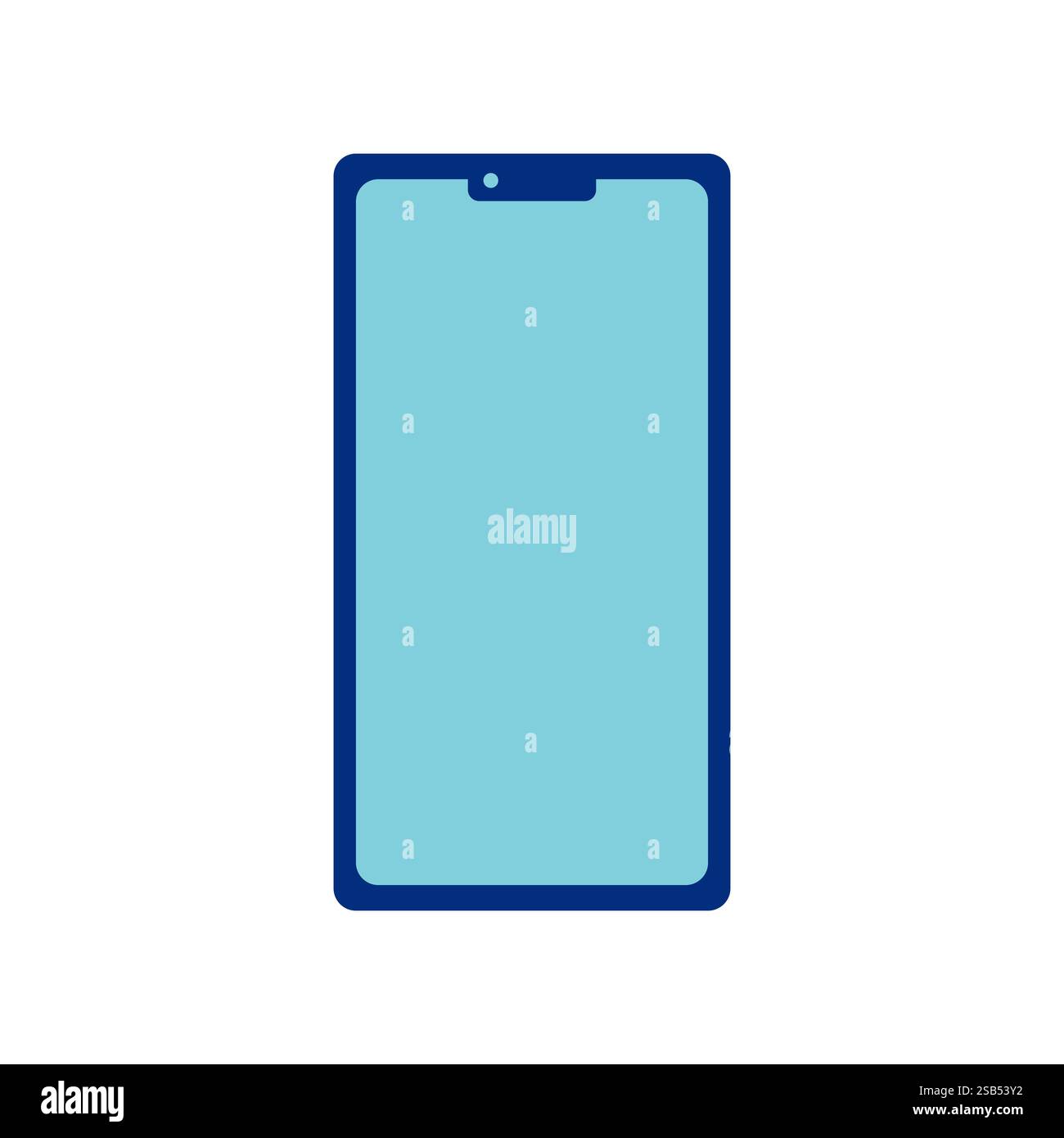 A blue outline smartphone with a light blue screen. Stock Vector