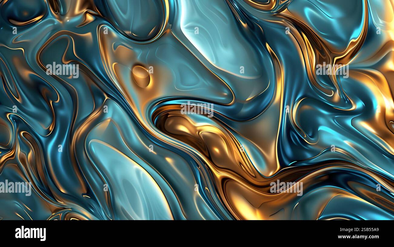 Abstract animation liquid gold blue hi-res stock photography and images ...
