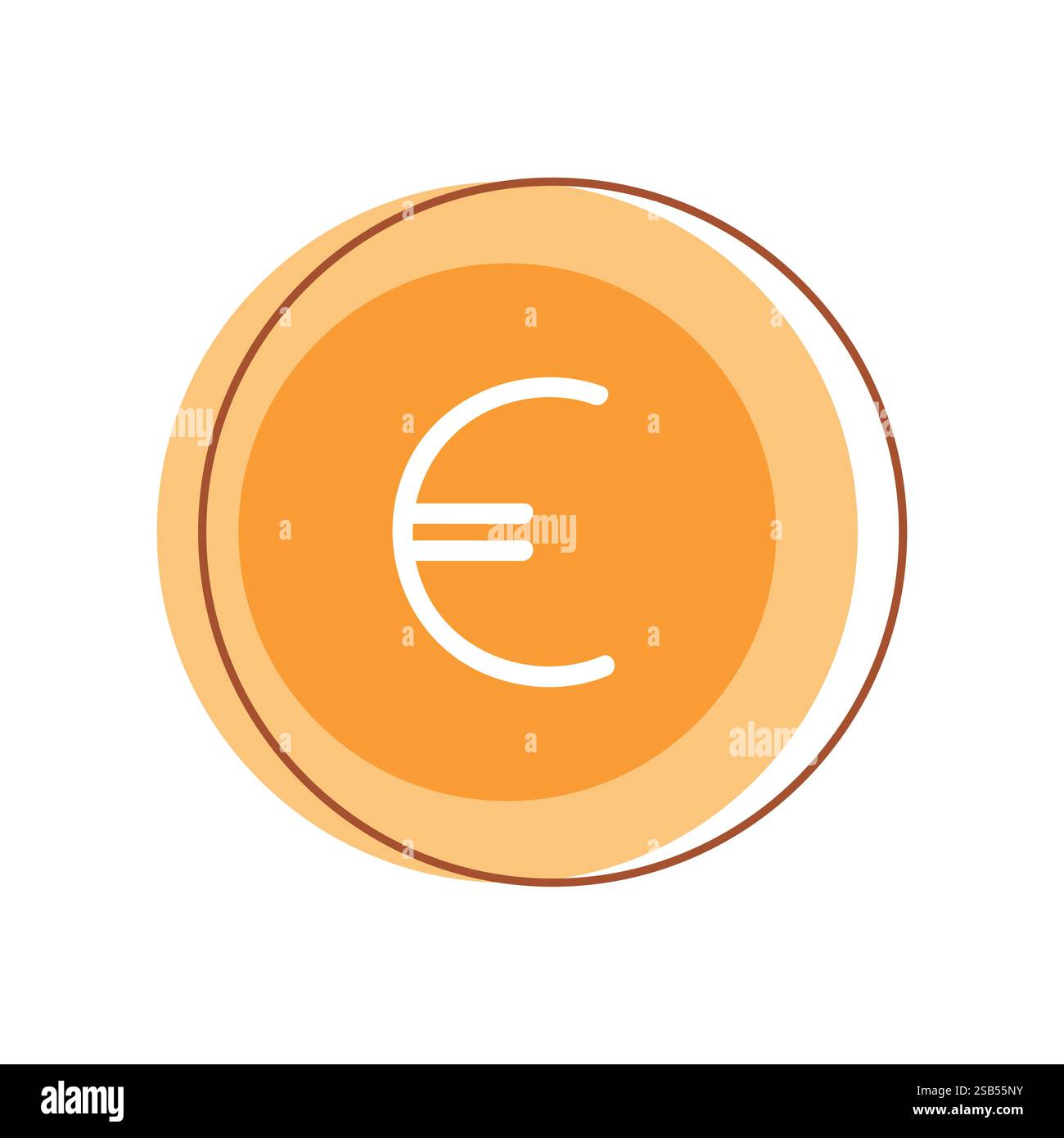 An orange circle featuring the letter E prominently displayed on its surface. Stock Vector