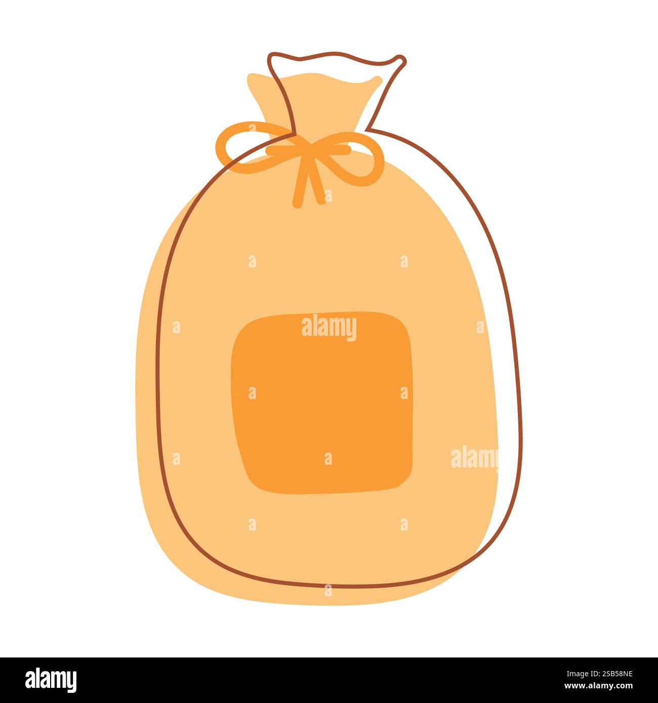 Canvas bag tied with rope in cartoon style. Vector illustration Stock Vector