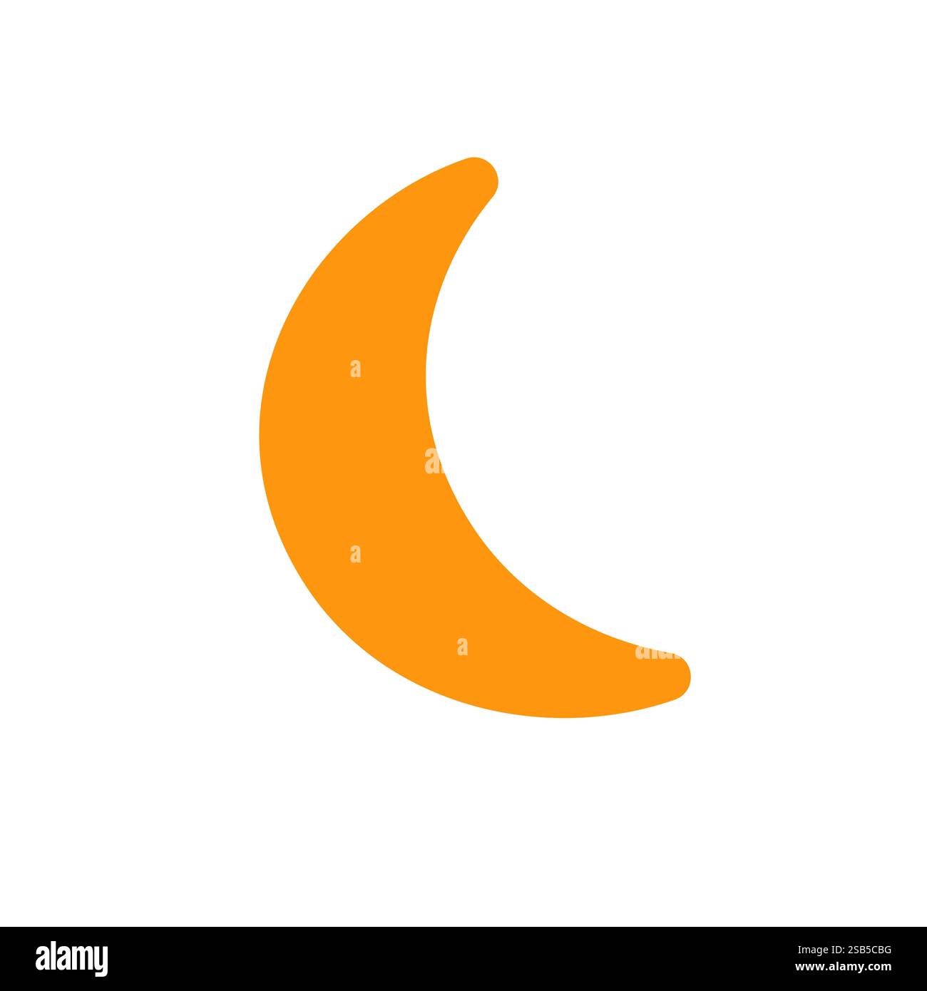 A bright orange crescent moon design stands out against a plain background, creating a modern and minimalistic aesthetic suitable for various decorati Stock Vector