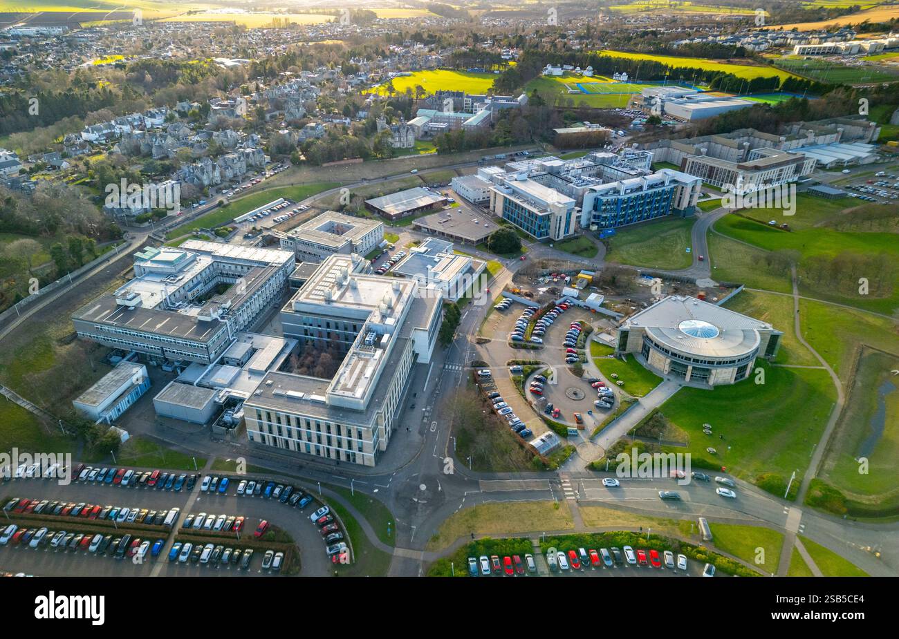 Aerial view of University buildings on campus at St Andrews University ...