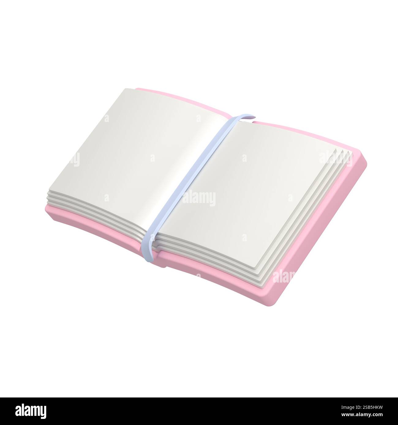 Open book with a bookmark on white background. 3d illustration. Stock Photo