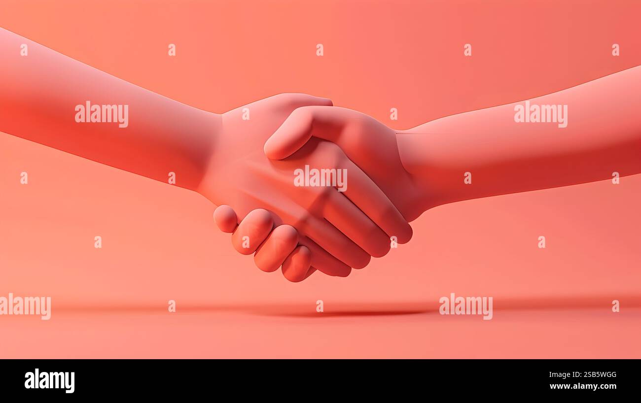This vibrant image depicts a playful 3D handshake icon,rendered in a ...