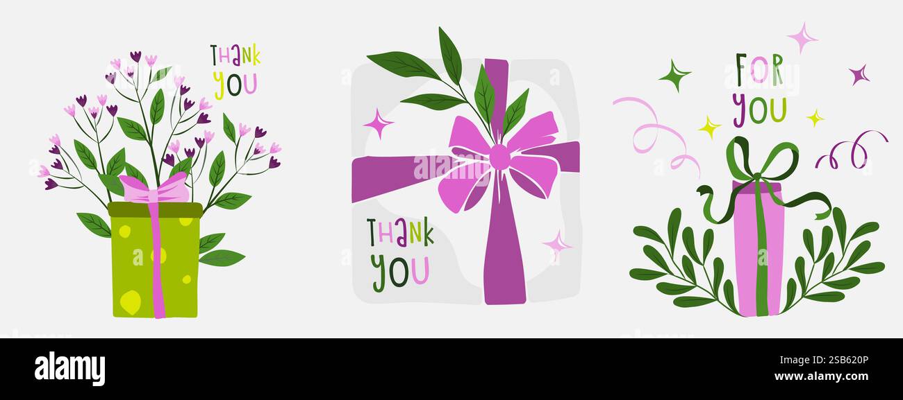 Vector set of various gift boxes. easily editable. Flat design Stock ...