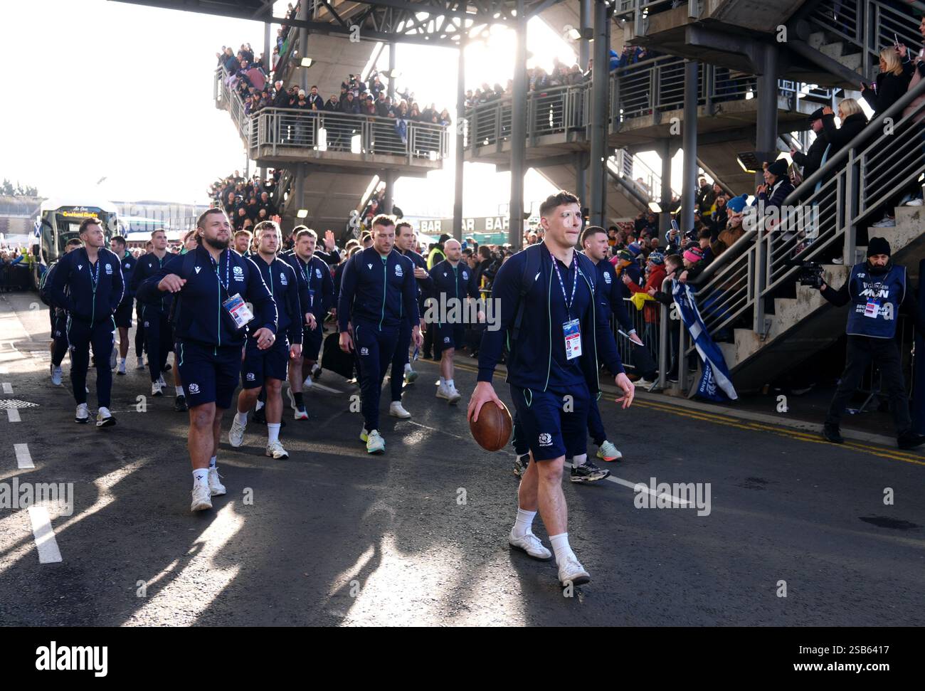 Scotland players arrive ahead of the Guinness Six Nations match at